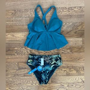 Swim tankini and high waisted bottoms